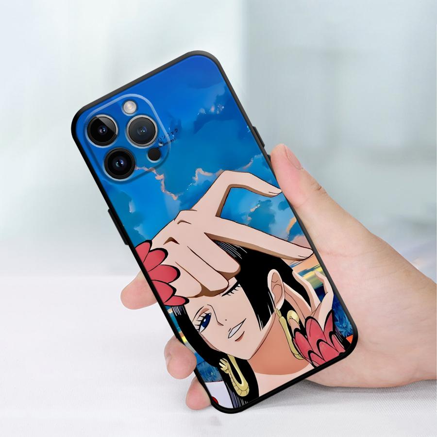 One Piece Luffy Boa·Hancock Case for iPhone 13 12 11 17 Pro Max 17Air XR 15 16 14 Plus 7 8 XS Max Black Soft Phone Cover