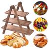 2Pcs Wooden Serving Platter 3 Tier Serving Tray Multi-Function Rectangular Serving Stand Food Serving Rack for Wedding Party