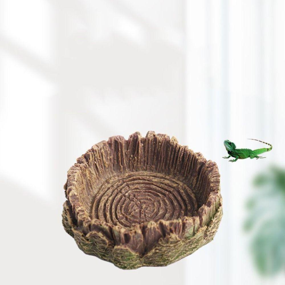 Simulated Tree Stump Pet Drinking Water Tray Resin Pets Feeding Plate Horned Frog