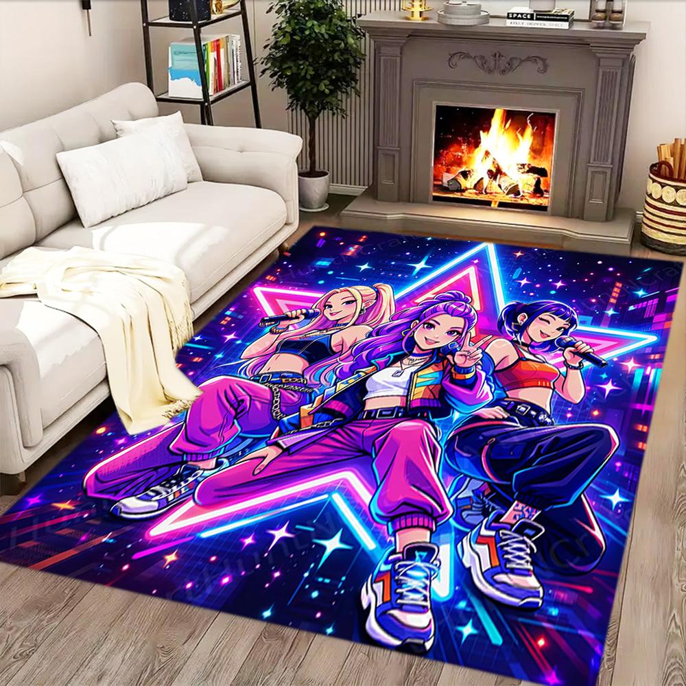 Magische Meisjes in Neonlichten vloerkleed voor woonkamers, slaapkamers, huisdecoratie en als cadeau.