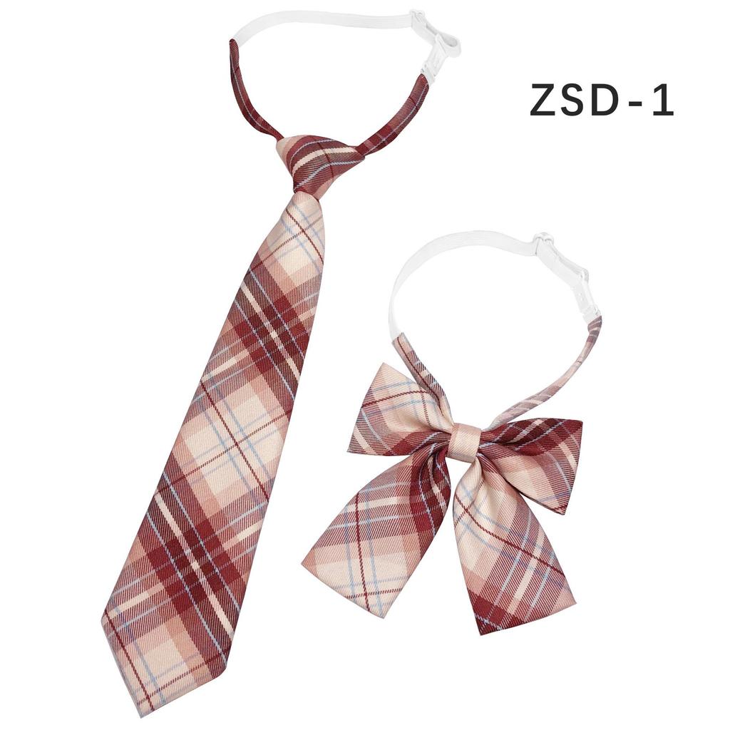 Unisex JK Collar Plaid Bowknot Flower Set - Polyester Cotton Student Uniform Accessory
