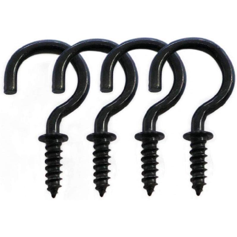 125 Pcs Screw Ceiling Hooks - Black Screw Cup Hooks 3/4 Inch