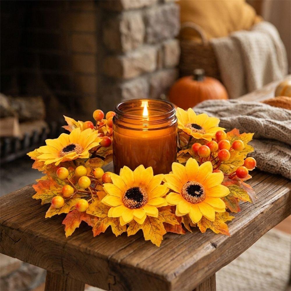 Fade Resistant Artificial Maple Mini Wreath Rustic Harvest Wreath Pumpkin Garland  Tabletop Decor