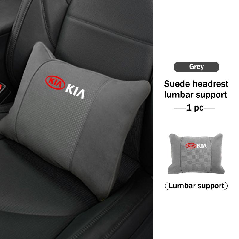 BBEI1 Car Styling Soft Suede Headrest Neck Support Seat Breathable Waist Pad Pillow Mat For KIA Cerato Proceed Venga Stonic Picanto