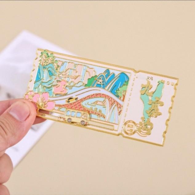 Sichuan Jiuzhaigou Landmark Metal Magnet - Creative Travel Souvenir