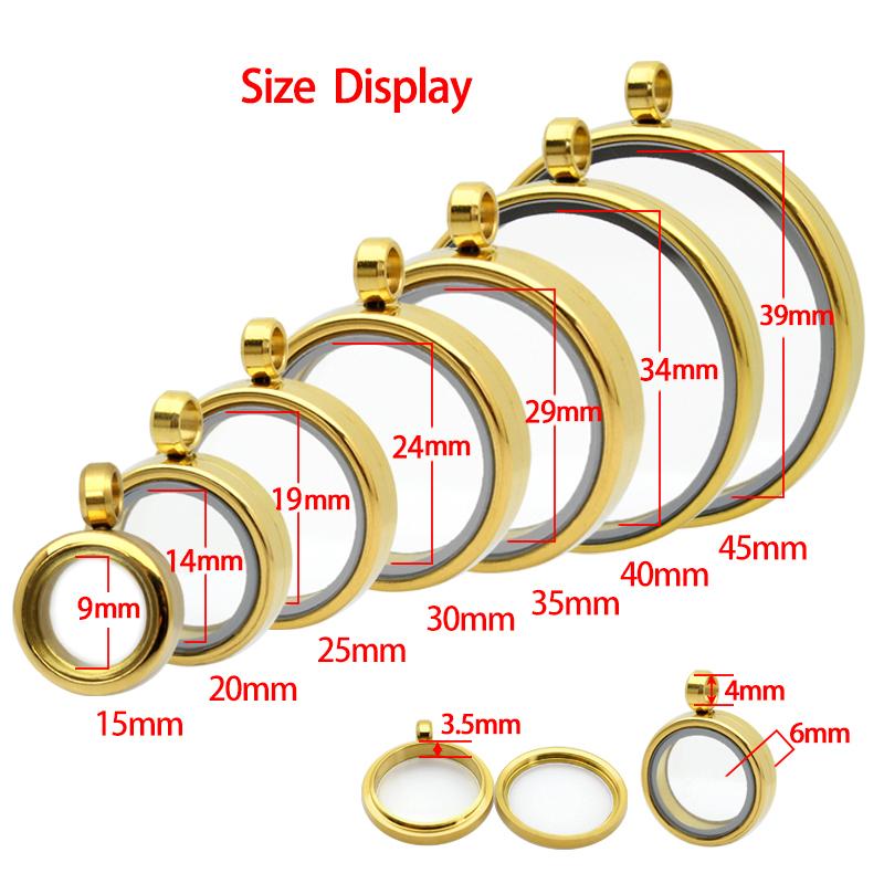 12pcs 15/20/23/25/27/30/33/35/40/45mm Stainless Steel Screw Living Memory Glass Locket Floating Charms Locket Pendant Jewelry