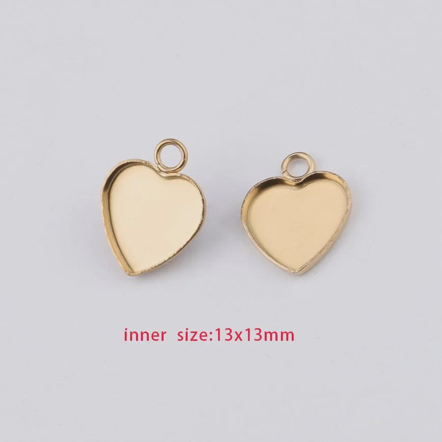 13*13/14mm Vergoldeter Edelstahl Pfirsichherz Tretlager für DIY Schmuck