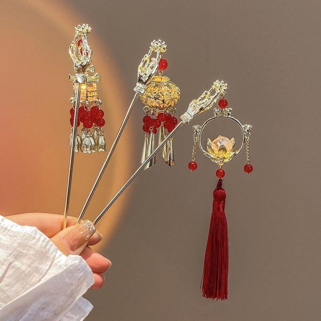 Lotus Lantern Tassel Hairpin: Versatile Fairy-Style Hair Accessory