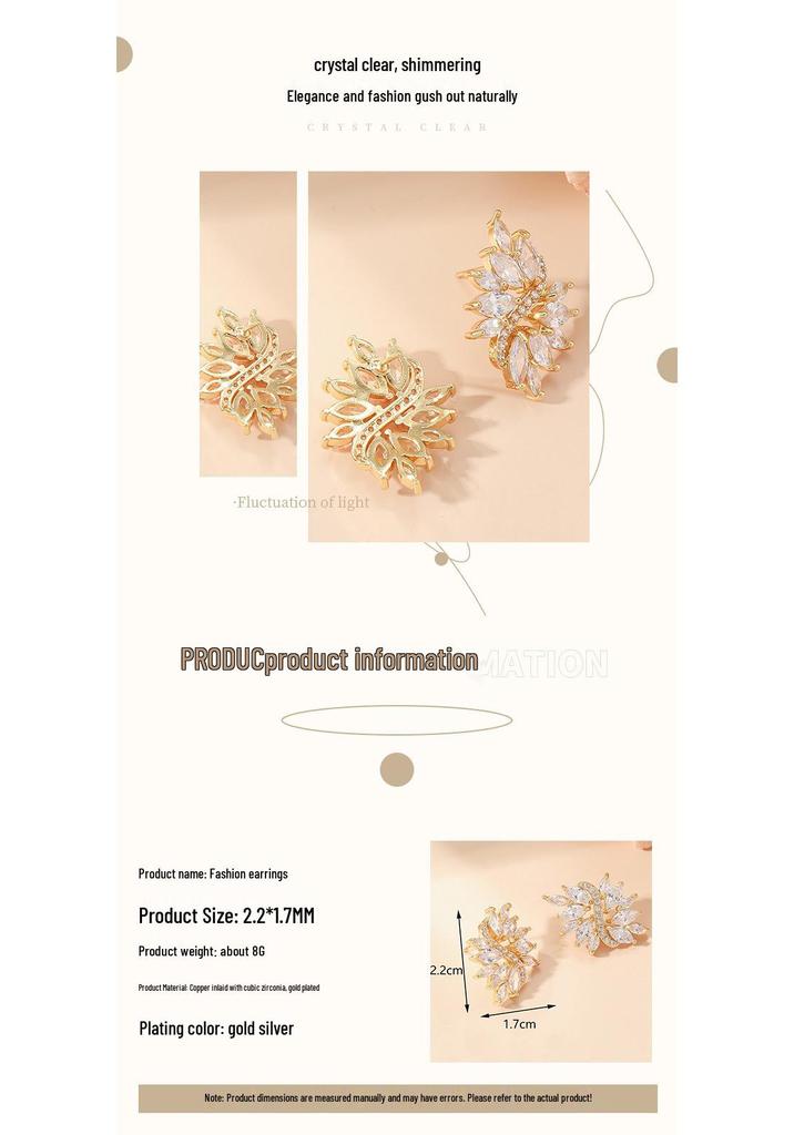 European American Retro Flower Zircon Crystal Earrings: Sparkling White Studs with Heavy Workmanship