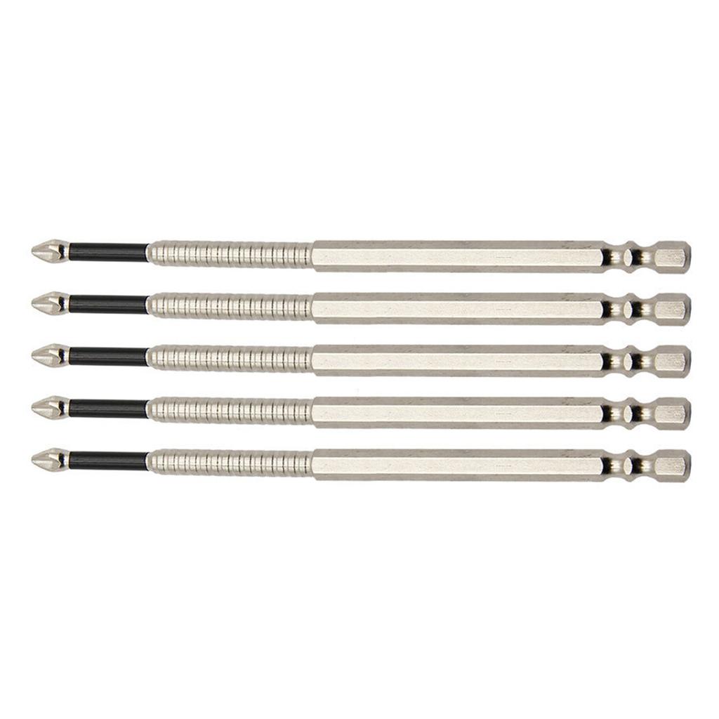 5Pcs Impact Driver Bit Set With Magnetic Crosses Head Electric Screwdriver Bit Alloy Steel NonSlip Long Drill Bits