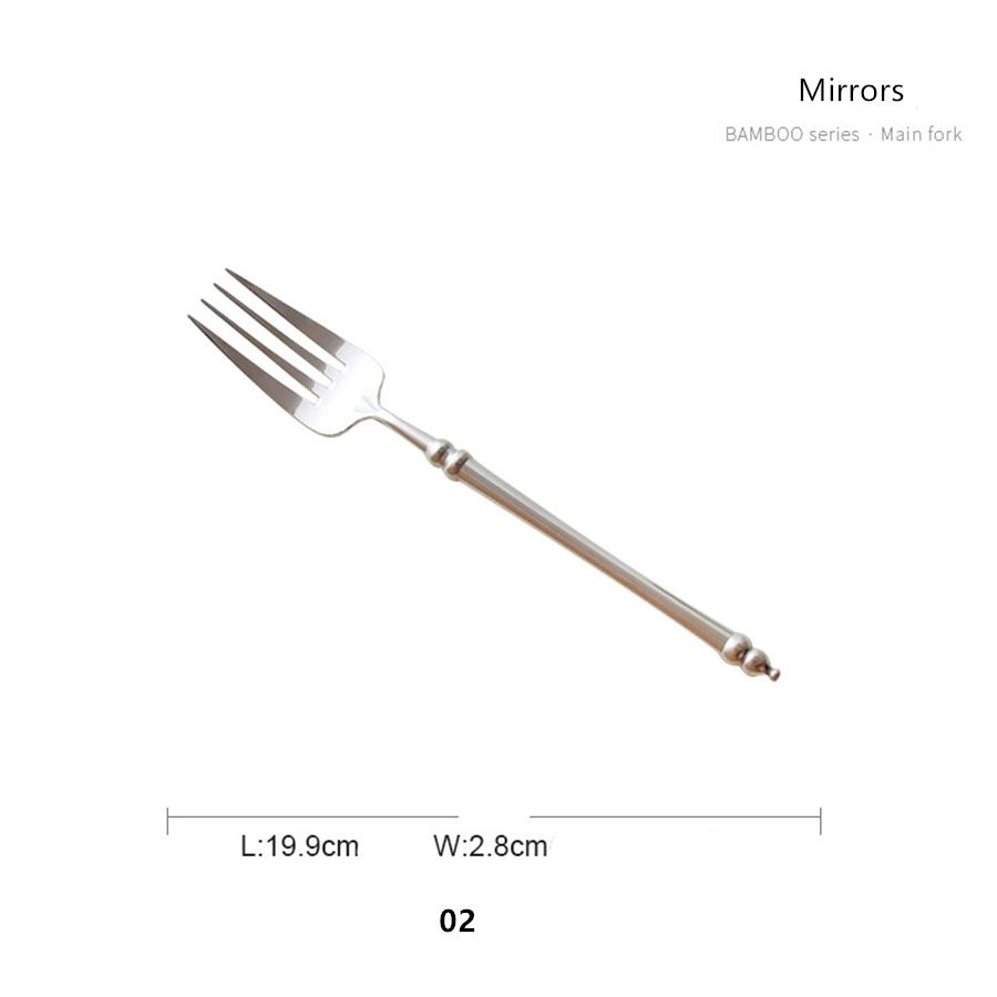 304 Stainless Steel Western Cutlery Bamboo Idea Design Japanese Retro Style Steak Knife, Fork and Spoon Set Chopsticks