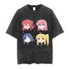 Bocchi The Rock Ausgewaschenes T-Shirt Streetwear Trendig Baumwolle Übergroß Unisex Retro Mode Vintage Locker Y2k Kurze Ärmel Klassisch