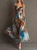European and American new fashionable and elegant printed dress, sexy suspender waist elegant beach dress