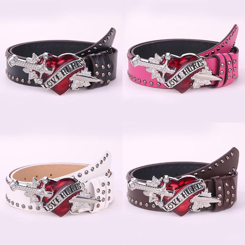 Women's Y2K Spicy Girl Leather Belt: European & American Street Style Fashion Accessory for Jeans.