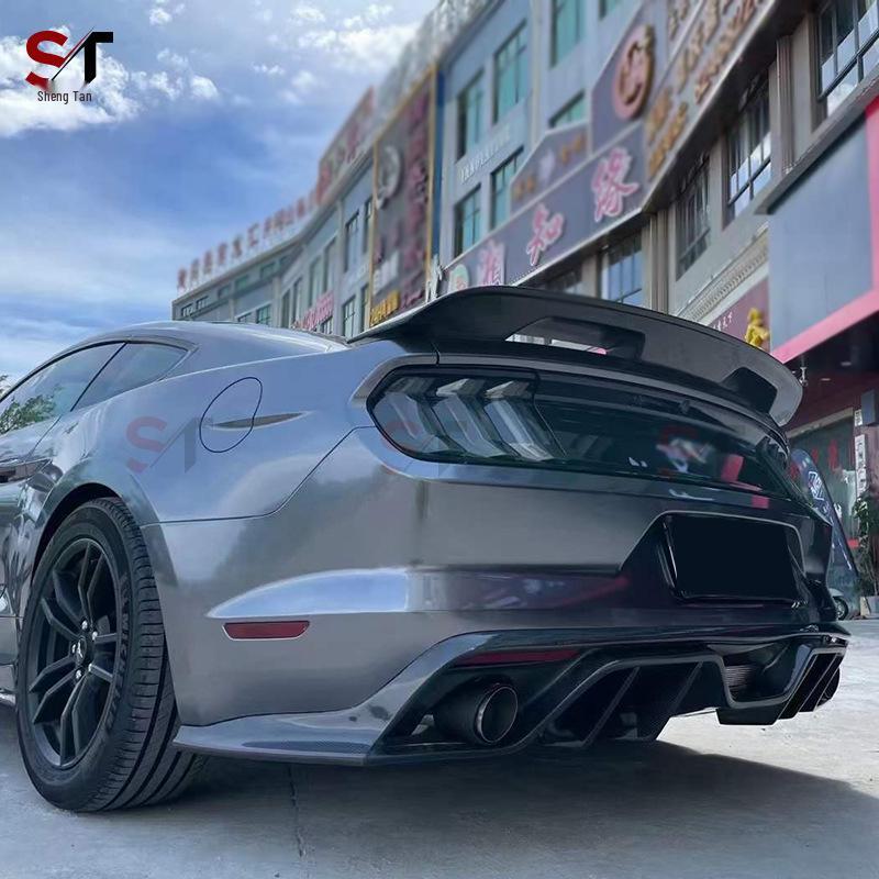 Rear Diffuser for 15-17 Ford Mustang AC Style Carbon Fiber Dual Exhaust Bumper Lip Kit