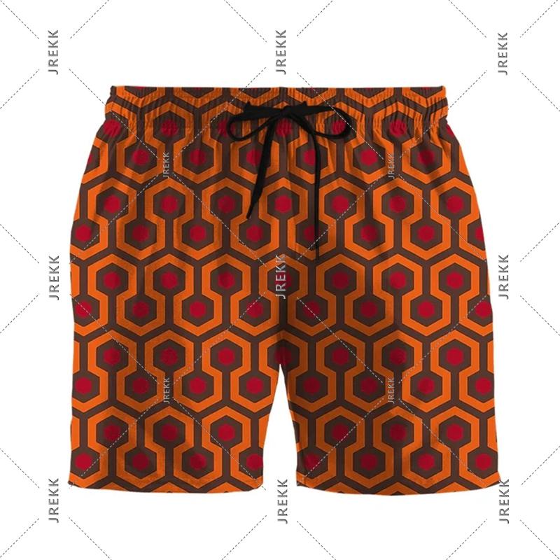 Paisley Fashion Beach Swim Shorts For Men 3D Print Quick Drying Drawstring Board Shorts Simple Square Plaid Surf Swim Trunks