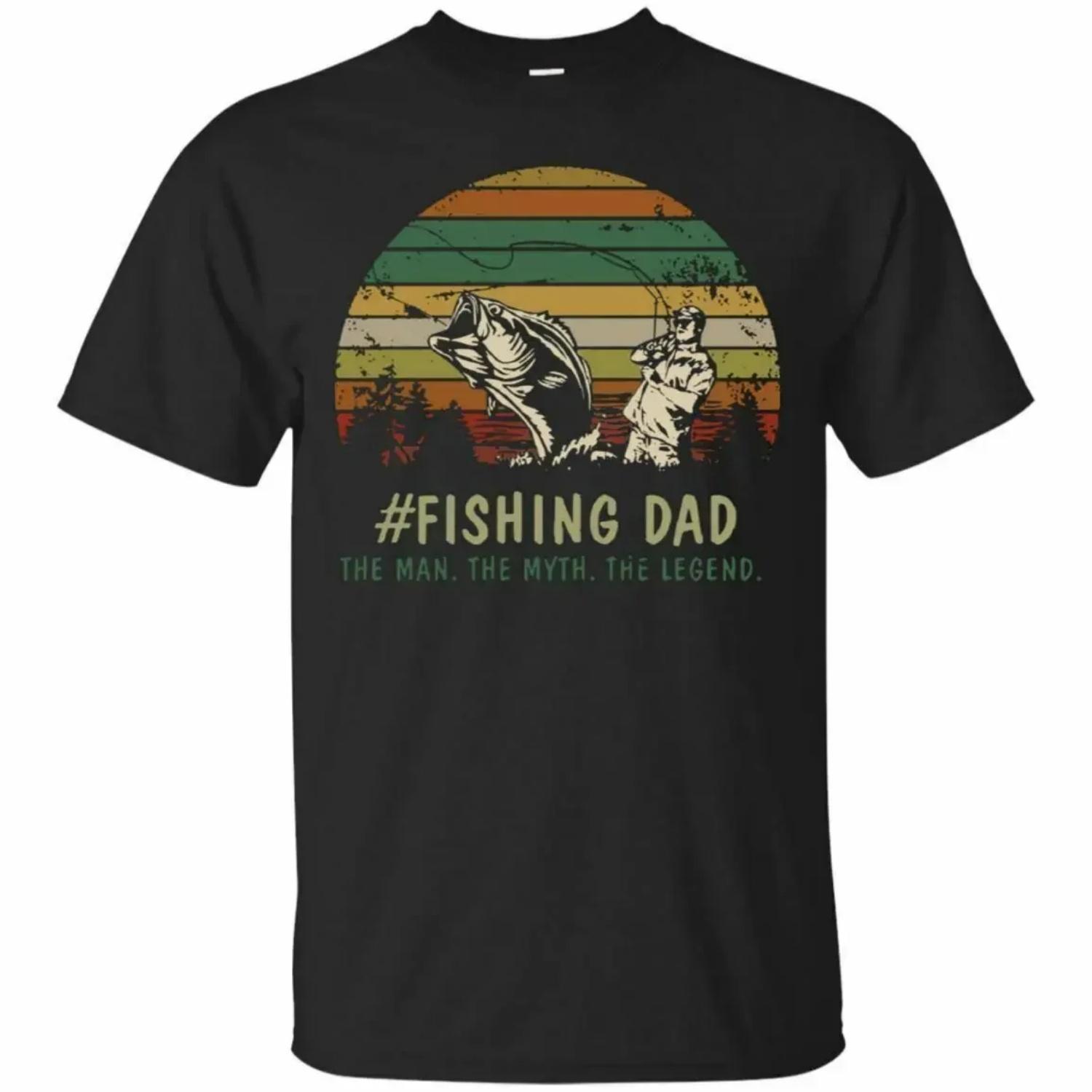 

Fishing Dad The Man The Myth The Legend Angler Gift T-Shirt 100% Cotton O-Neck Short Sleeve Casual Mens T-shirt Size S-3XL XXXXXL чорний