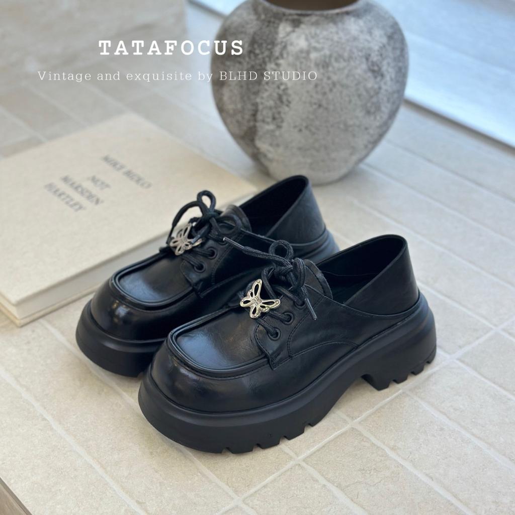 Muffin Plateauschuhe Damen 2025 Herbst neue Damenschuhe Britischer Stil erhöhend schwarz kleine Lederschuhe jk einzelne Schuhe