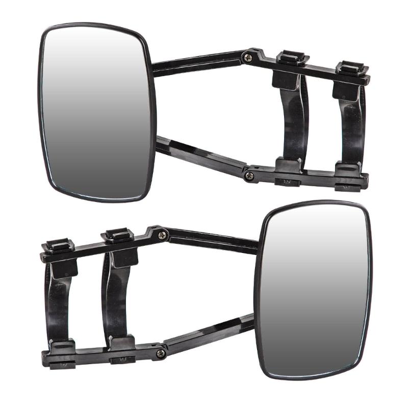2PCS Clip-On Towing Mirror Adjustable Strap Mount Side Mirrors With Shatterproof Glass For Driving Safety