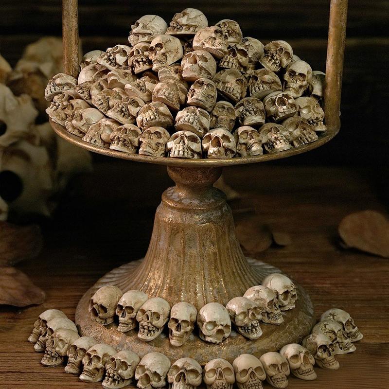 20Pcs Gothic Skull Sculptures Collectable Halloween Decoration Skeleton Ornament Landscape Garden Potted Party Table Decor