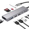 Adaptérový kabel 9v1 Kovový rozbočovač USB C Duální displej Pd nabíjení Typ C Adaptér 3,5 mm audio jack