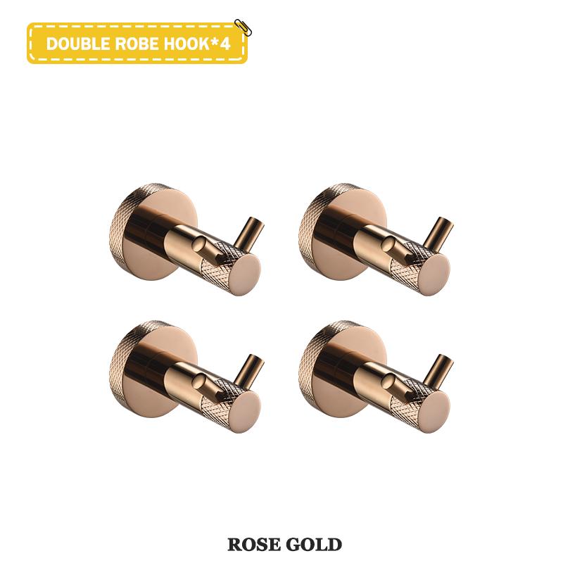 Rose Gold Wall-Mounted Stainless Steel Bath Towel Rack Toilet Paper Holder Towel Bar Robe Hook Cup Holder Bathroom Accessories