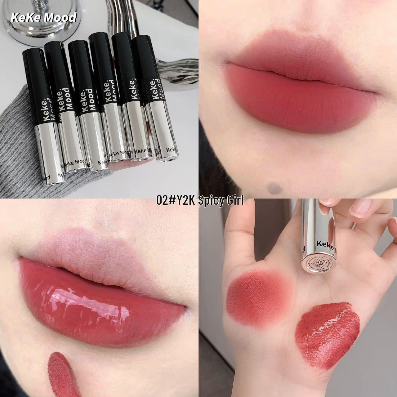 

Kekemood Double-Ended Lip Gloss & Matte Lipstick Duo – Long-Lasting, Velvet Finish, Non-Fading, Whitening, Mirror Shine. 2.5g + 3.5g