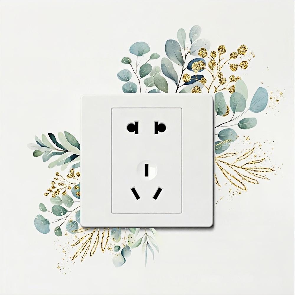 4pcs/set DIY Flower Leaf Switch Sticker Removable Waterproof Green Plant Switch Sticker Self-adhesive Leaf Decal Living Room