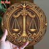 Metal Tin Sign Lady Justice Wall Art Round Law Office Decor Lawyer Gift