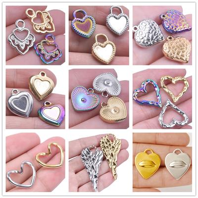 5 Stück/Los Herz-Anhänger Liebe Accessoires Edelstahl-Anhänger Für Schmuckherstellung Großhandel Paar Anhänger Edelstahl