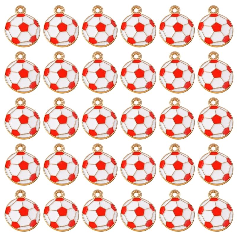 Packung mit 30 Mini-Fußball-Schlüsselanhängern Legierung Emaille Anhänger Für Sportfans DIY Schmuck Bastelprojekte Kompakte Größe Fußball Zubehör