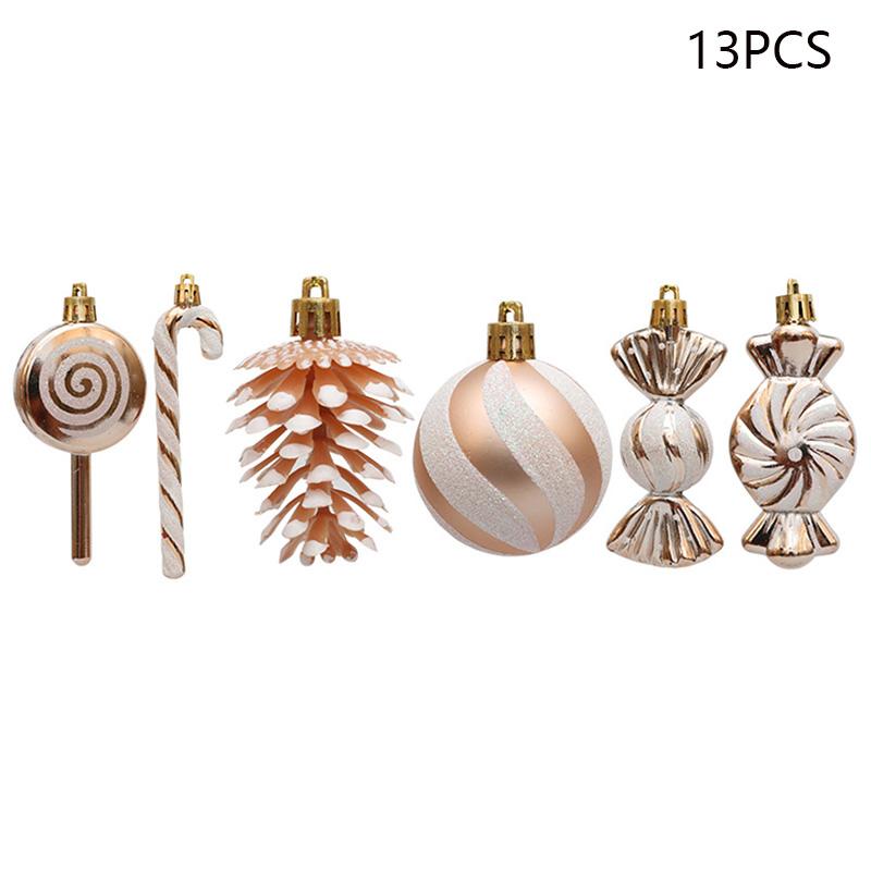 13Pcs/Set Pine Cone Candy Round Ball Christmas Tree Decor Festival Xmas Hanging Ornament