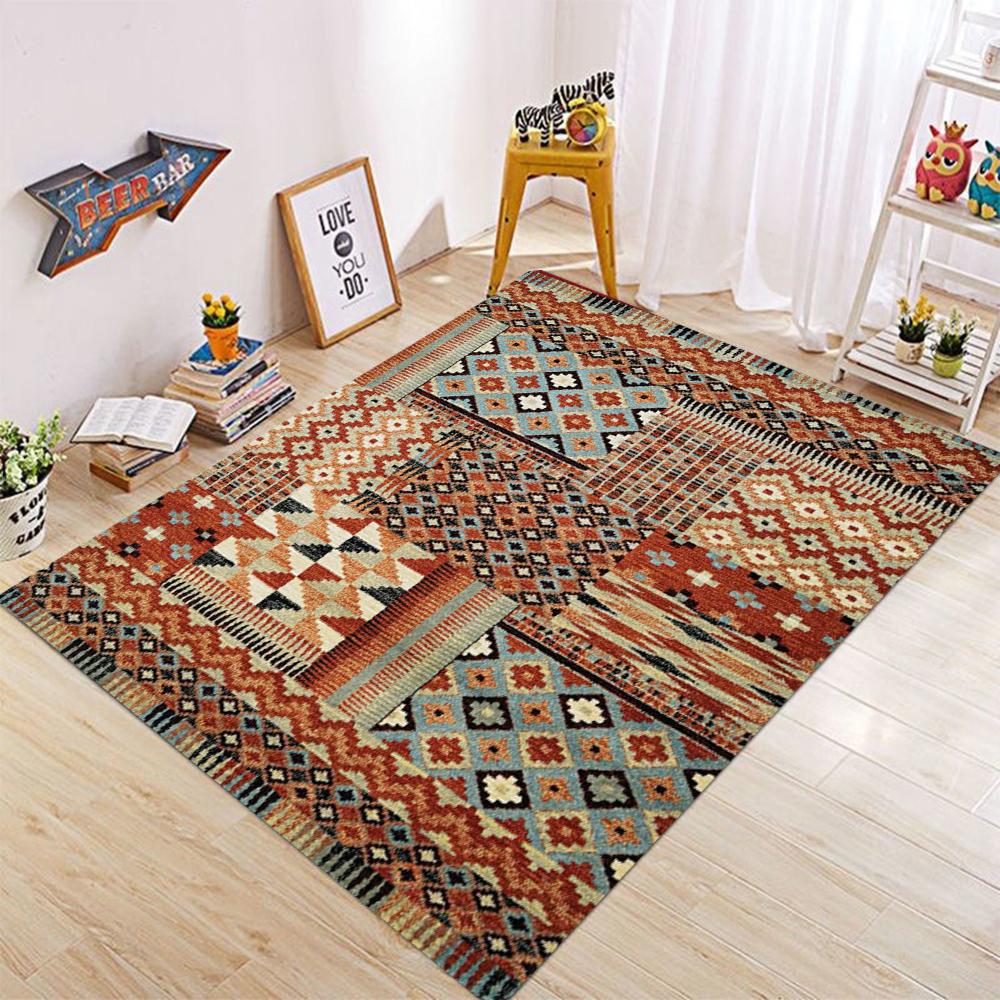 Vintage Element Teppich Wohnzimmer Kopfteil Schlafzimmer Böhmischer Stil Teppich Fußmatte Eingangstür Flanell Anti-Rutsch-Teppich