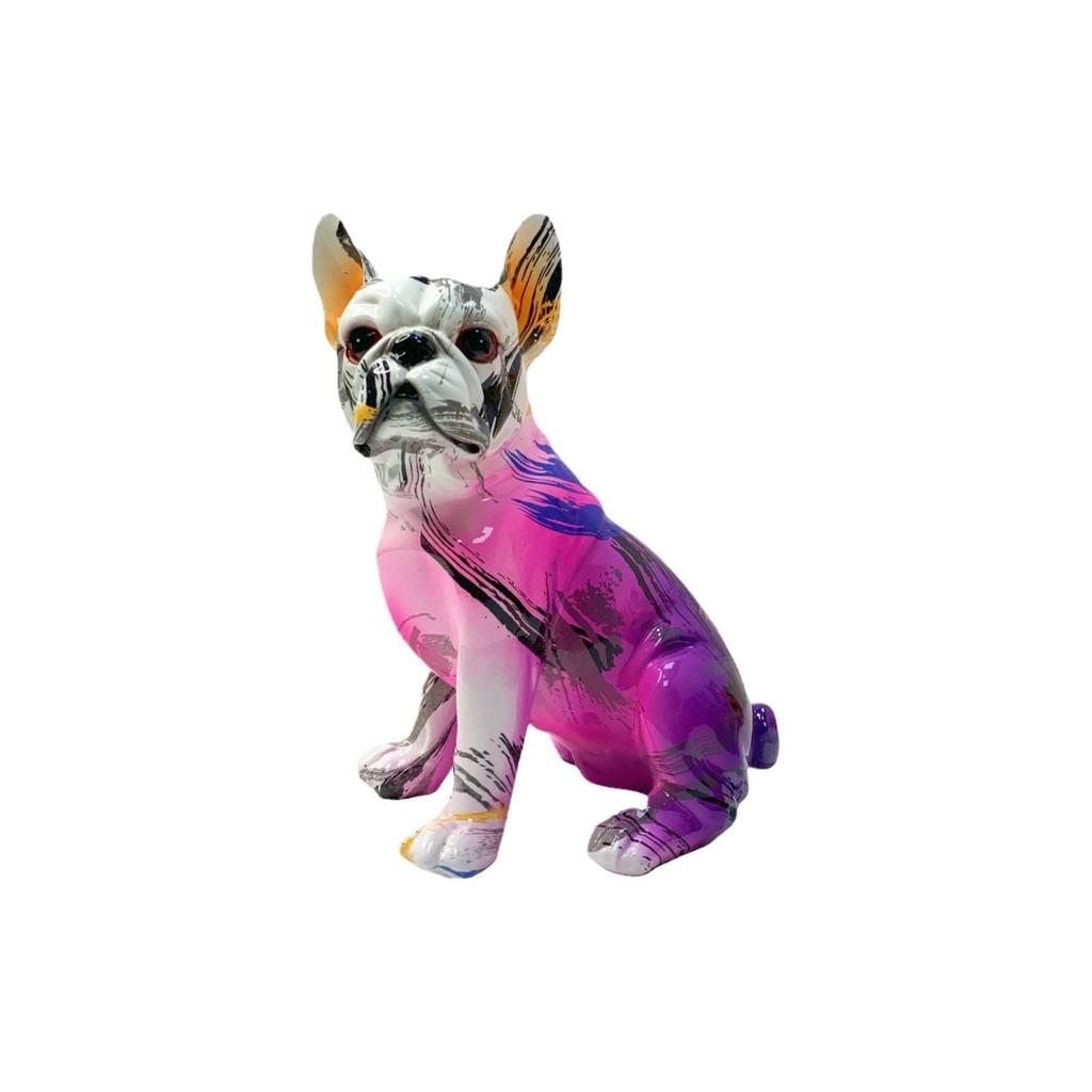 Modern Creative Gradient Tilted Head Bulldog Ornaments Home Decoration Resin Crafts Housewarming Gifts