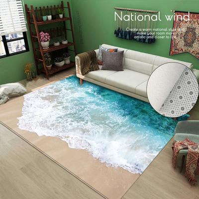 Landschaft 3D-Teppich für Wohnzimmer, tropischer Landschaftsdruck, Schlafzimmerteppich, Dekor, Zimmer, ästhetische Küche, Bodenmatte, weicher Badezimmerteppich