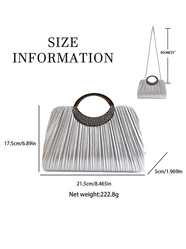 Elegant Pleated Evening Crossbody & Handbag for Weddings and Parties