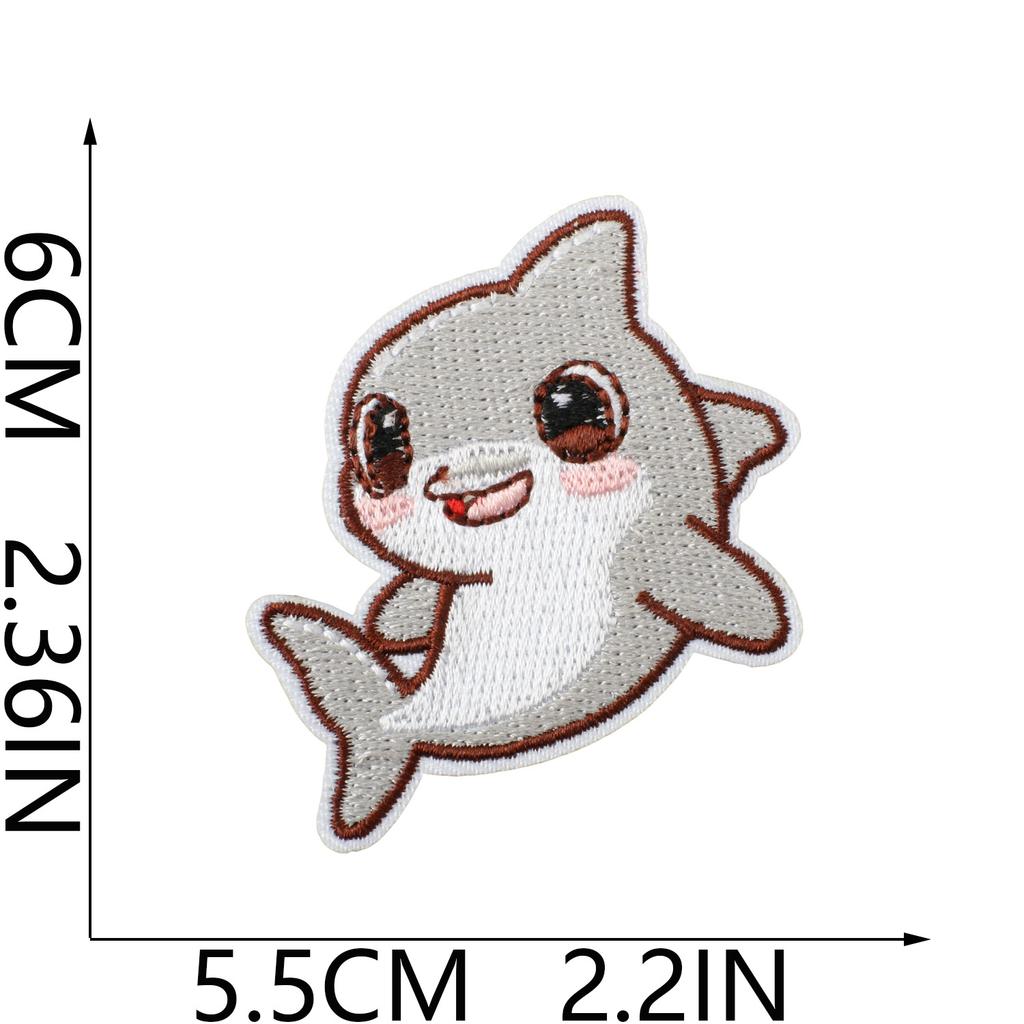 Ocean Party Embroidery Cloth Sticker Cartoon Shark Dolphin Embroidery Chapter Boy Children'S Clothes Dress Up Patch Sticker Hot Sublimation