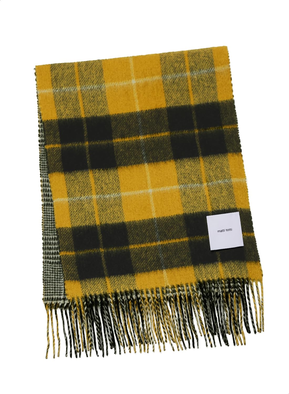 

Matti Totti Yellow Black Cashmere Checked Cashmere Scarf, Large, Thick, Pattern, Women s, 100cm, Long, Reversible, Scarf, Gift, M-C0011B-6041