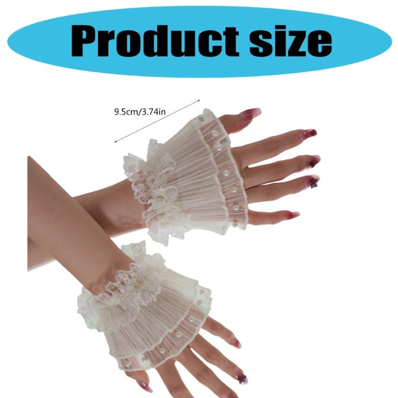 Artificial Pearls Lace Arm Sleeves Faux Cuff Sleeves For Women Photography Wear