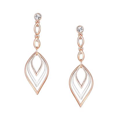 Ohrhänger und Tropfenohrringe aus nicht-edlem Metall, 24 Karat Roségold und Silber, plattiert mit weißem österreichischem Kristallstein für Mädchen/Damen