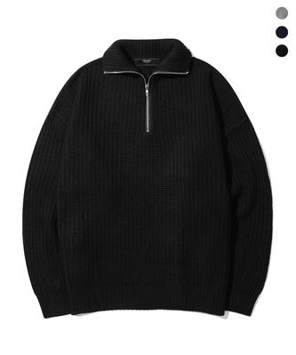 TRILLION Washable Half-Zip Collared Hacci Knit_3Color