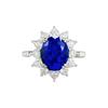 2025 S925 Silver Blue Flower Oval Ring - European & American Style