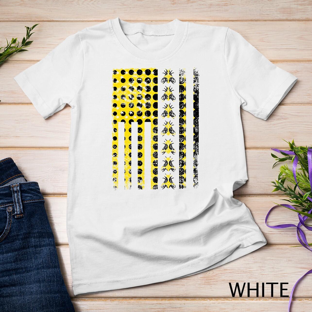Colorful - Bee Flag Honey Bees Keeper Lover Beekeeping Bee Themed Unisex T-Shirt Mens Womens Tees Top S