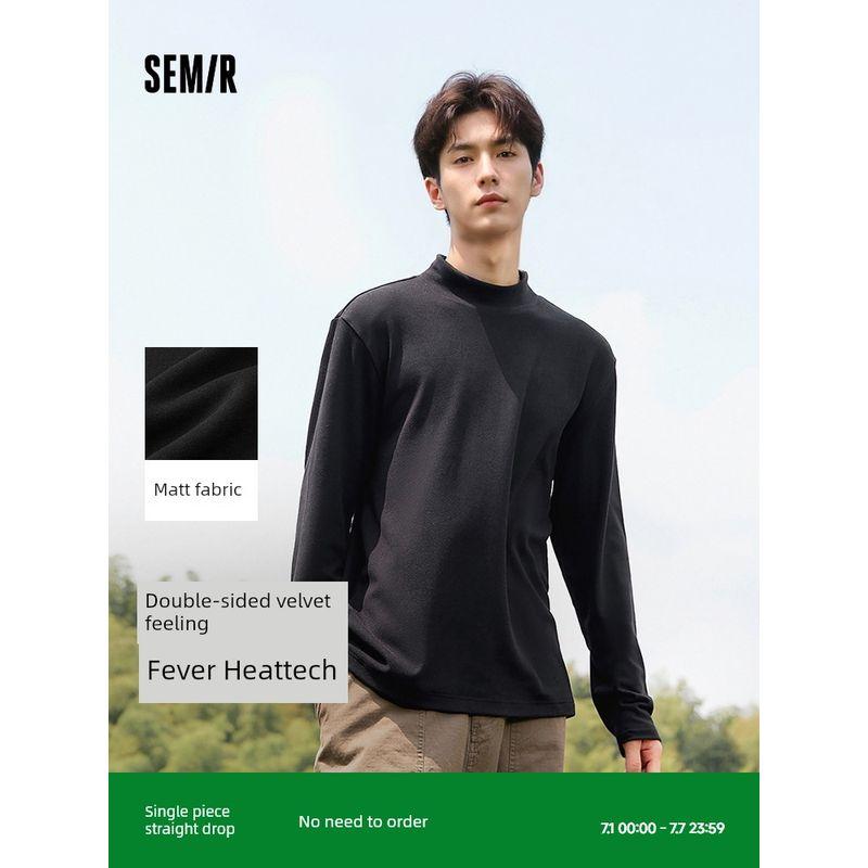 

Senma Long Sleeves T-shirt Men s Heating Half Turtleneck Heattech Dralon Inner Wear 24 Winter New Arrival Pure Color All-Matching Bottoming Shirt Milk White 10534 180/96A/XL