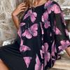 Plus Size Bodycon Dress for Women Summer Mother of The Bride Dress with Floral Chiffon Overlay Cape Formal Evening Party Cocktail Dress