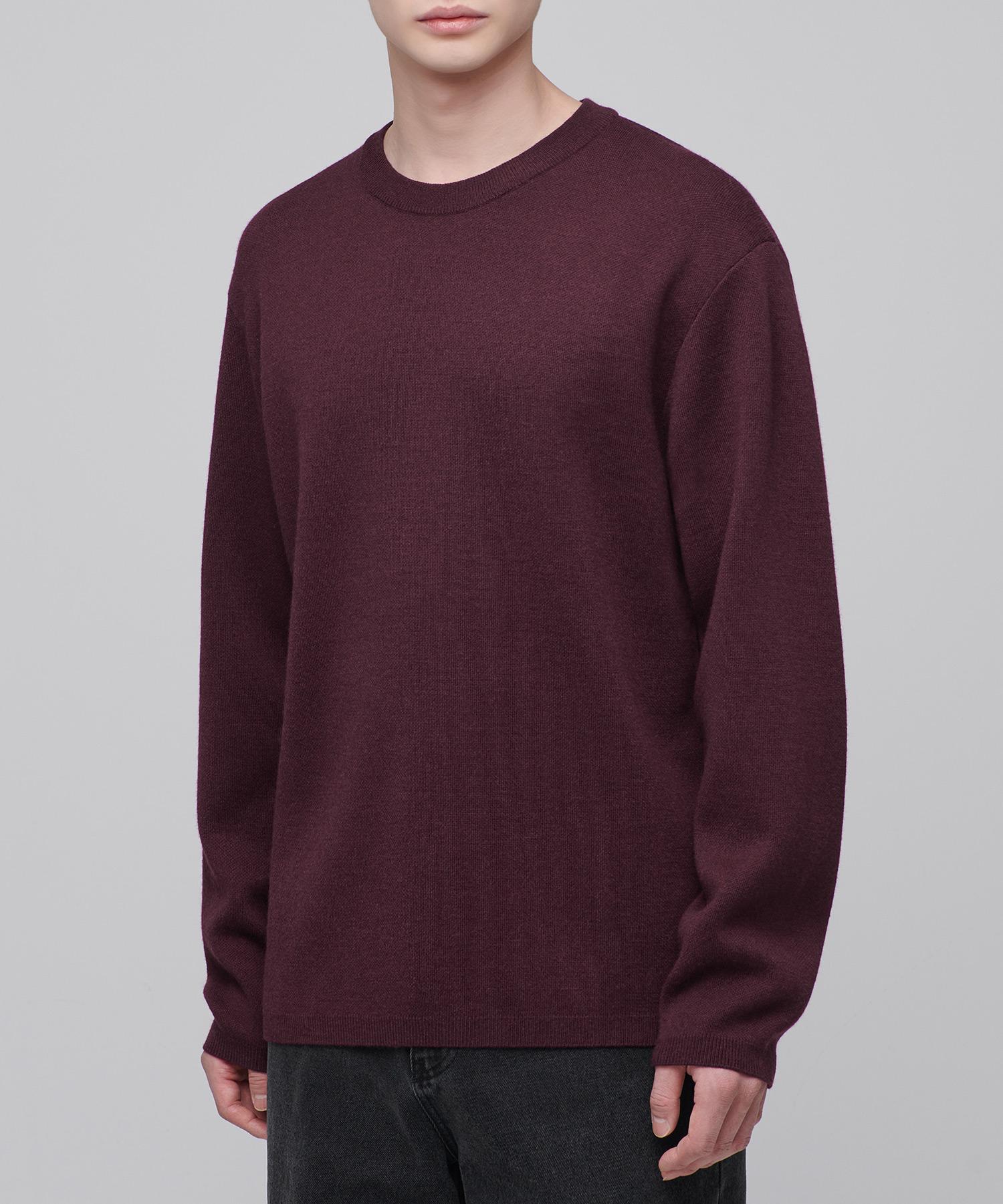 Musinsa Standard Minimal Crew Neck Knit [Burgundy] Burgundy/S