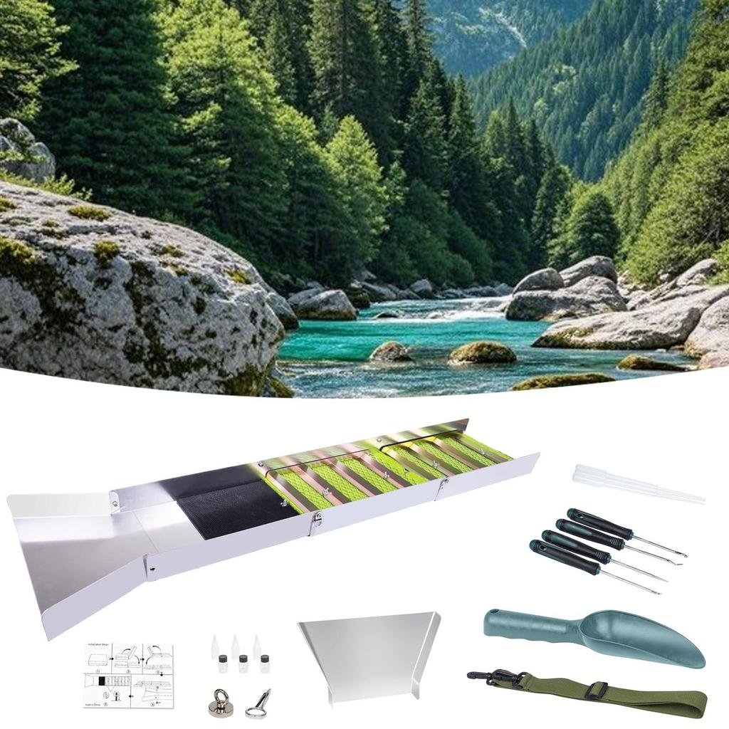 Kit Attrezzatura Strumenti per l'Estrazione dell'Oro 1 Set Canaletta per Lavaggio Oro Set Completo per Ricerca Raccolta Scavo Caccia a Gemme Rocce
