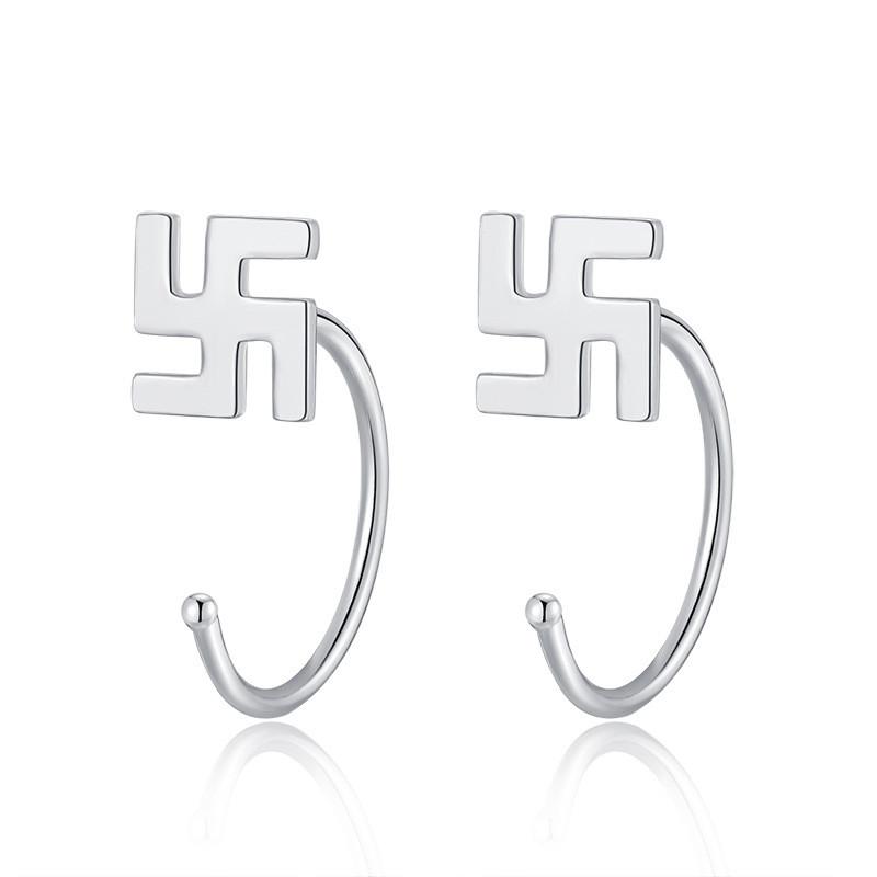 Earrings Silver Women Heart Flower Star Moon Butterfly Shape Decoration Stud
