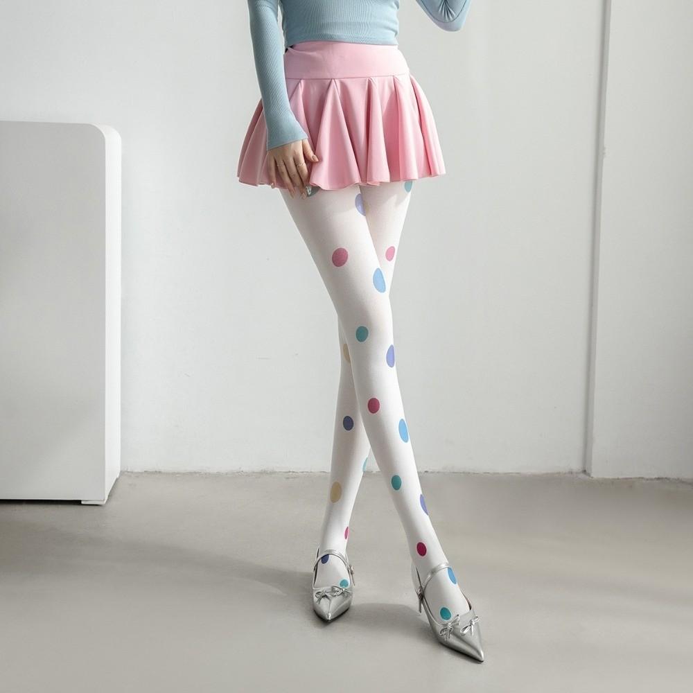 Bunte Polka Dot Strümpfe Elastische Y2K Retro Seidenstrümpfe Strumpfhosen Großer Punkt Strumpfhosen Party