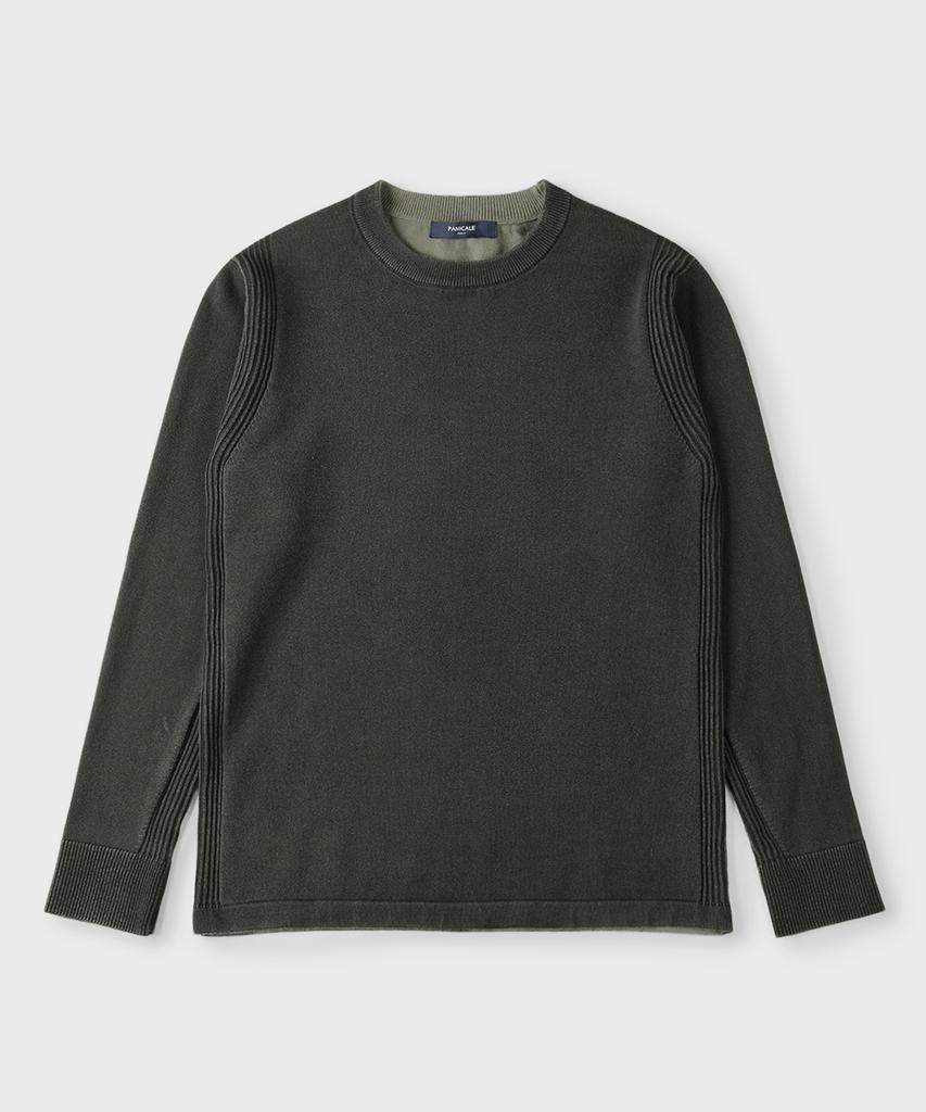 PANICALE Khaki Ribbed Crew Neck Knit
